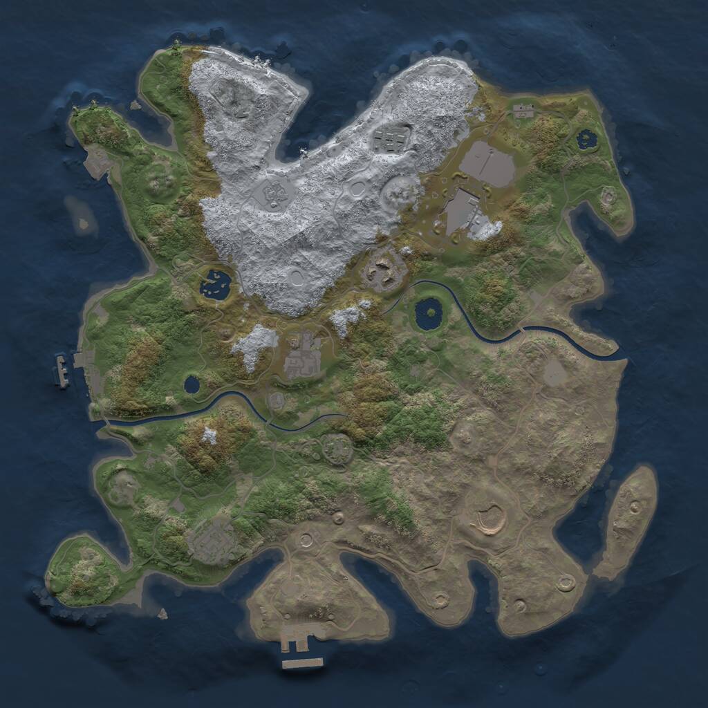 Rust Map: Procedural Map, Size: 3500, Seed: 854486500, 13 Monuments