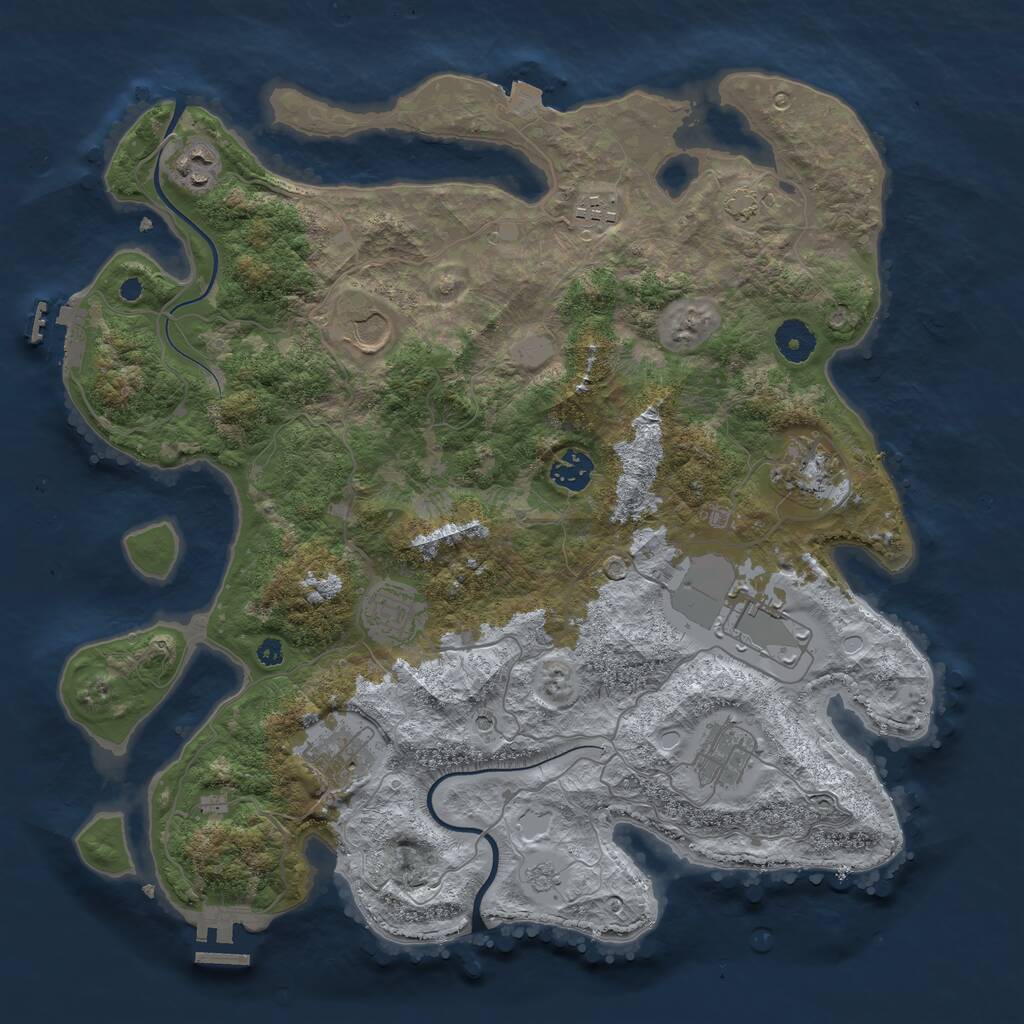 Rust Map: Procedural Map, Size: 3800, Seed: 1985, 15 Monuments