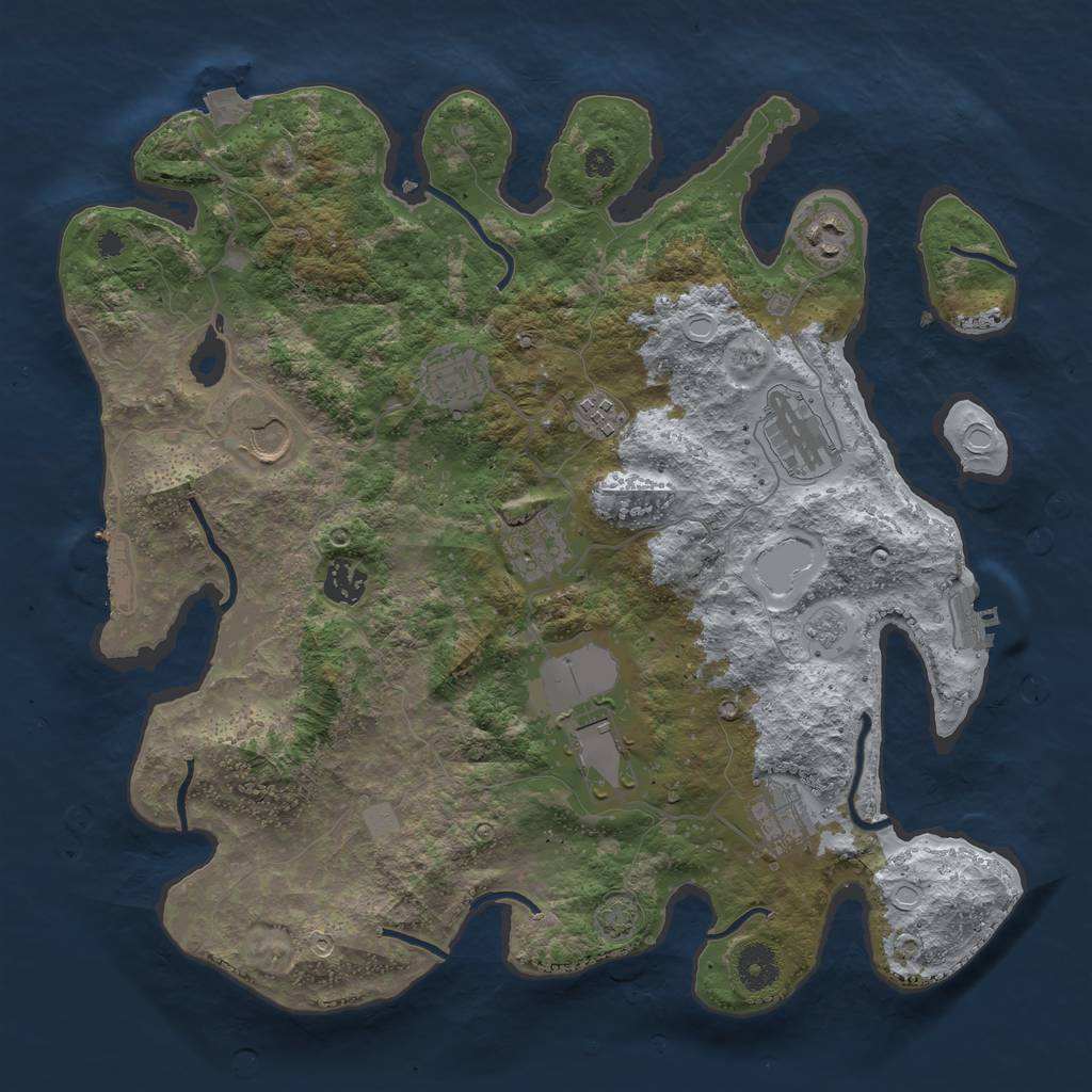 Rust Map: Procedural Map, Size: 3750, Seed: 50597064, 16 Monuments