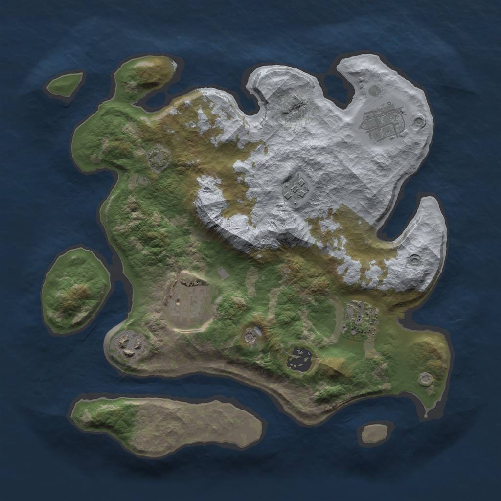 Rust Map: Barren, Size: 3000, Seed: 2117734348, 10 Monuments