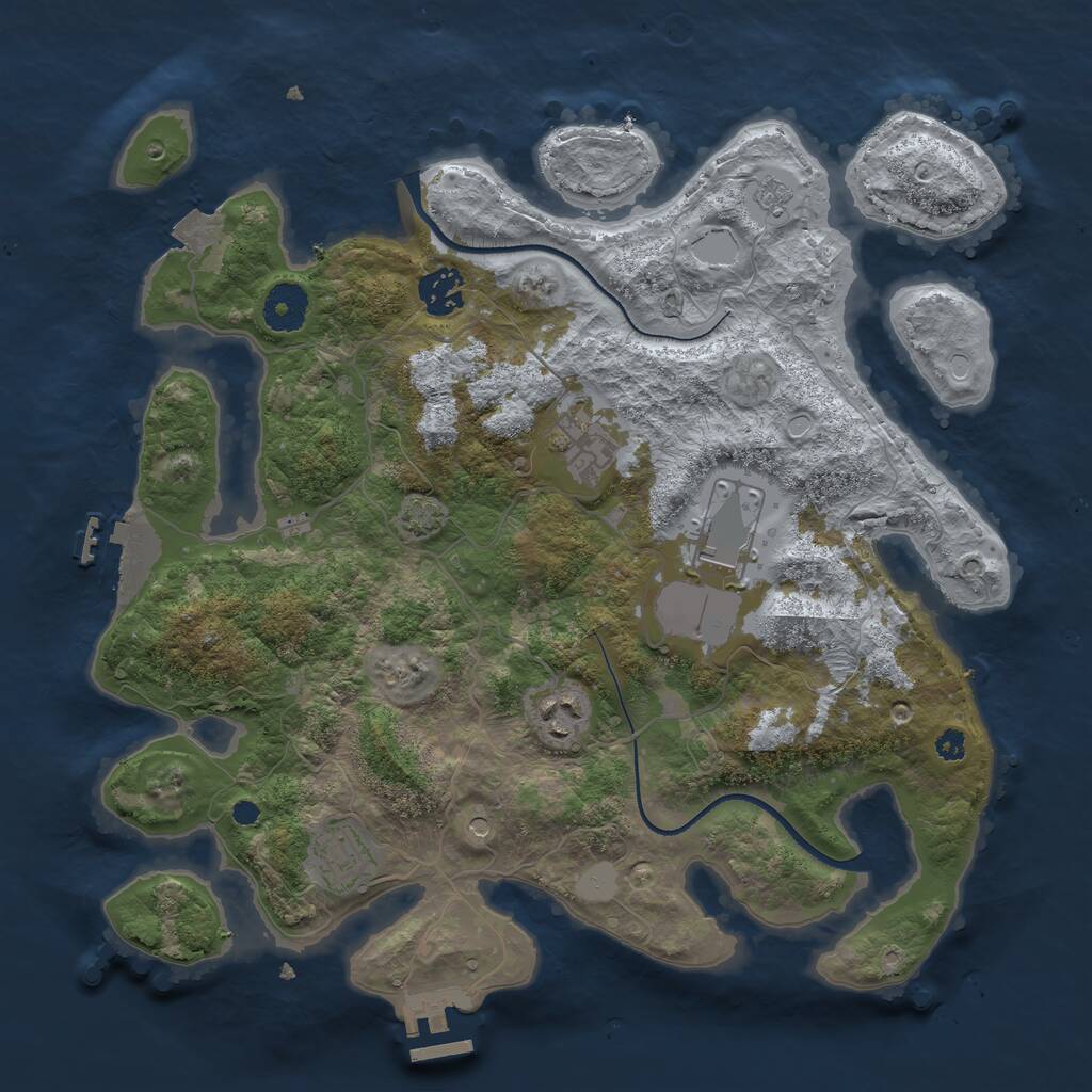 Rust Map: Procedural Map, Size: 3500, Seed: 18142674, 11 Monuments