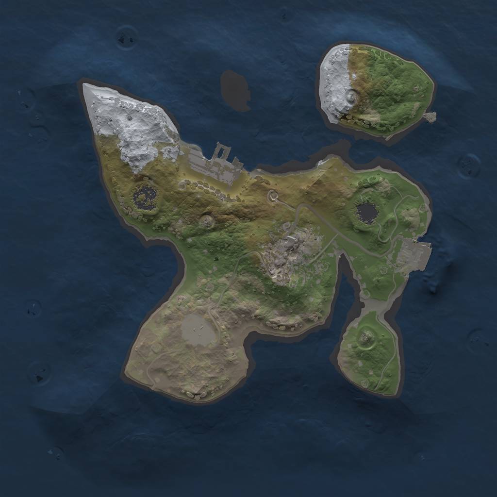 Rust Map: Procedural Map, Size: 2000, Seed: 64353, 4 Monuments