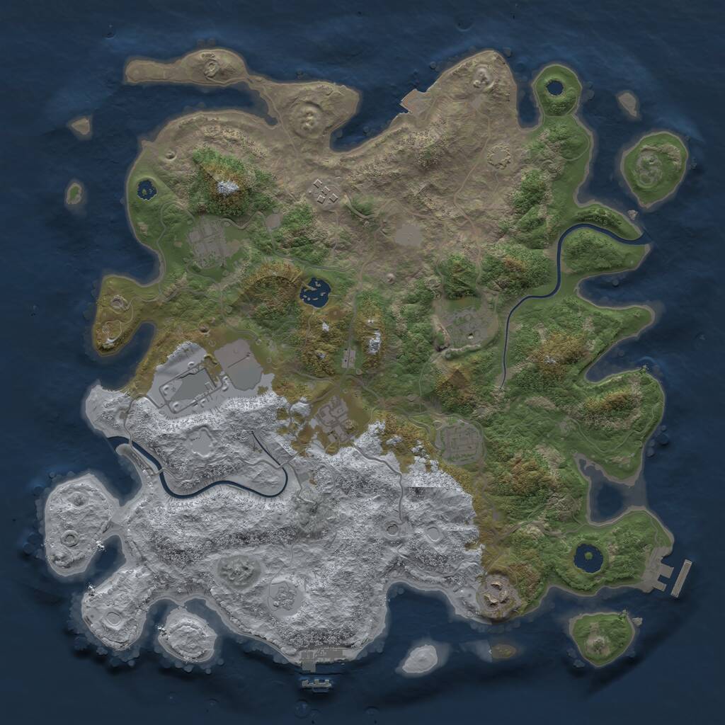 Rust Map: Procedural Map, Size: 3800, Seed: 154261816, 14 Monuments