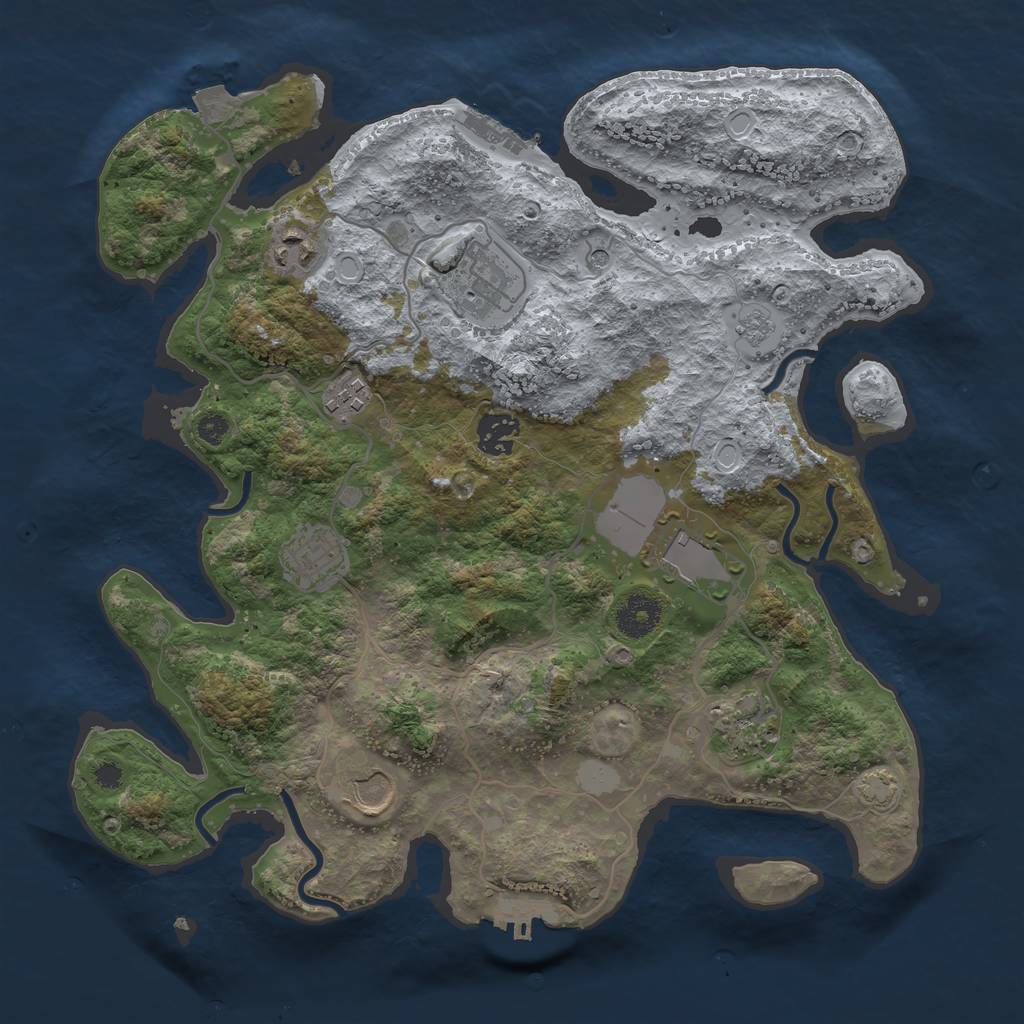 Rust Map: Procedural Map, Size: 3500, Seed: 999737260, 16 Monuments