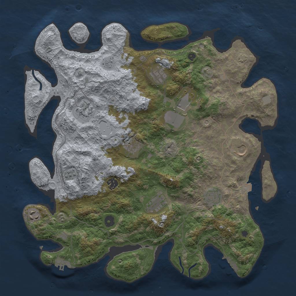 Rust Map: Procedural Map, Size: 4050, Seed: 1711010896, 18 Monuments