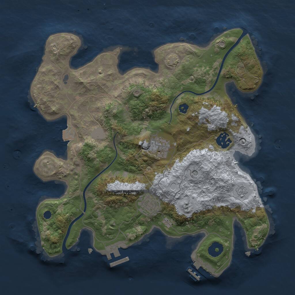 Rust Map: Procedural Map, Size: 3000, Seed: 2907185, 9 Monuments
