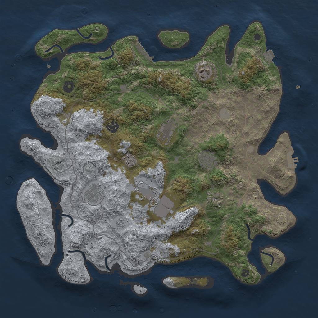 Rust Map: Procedural Map, Size: 4000, Seed: 1833974368, 16 Monuments