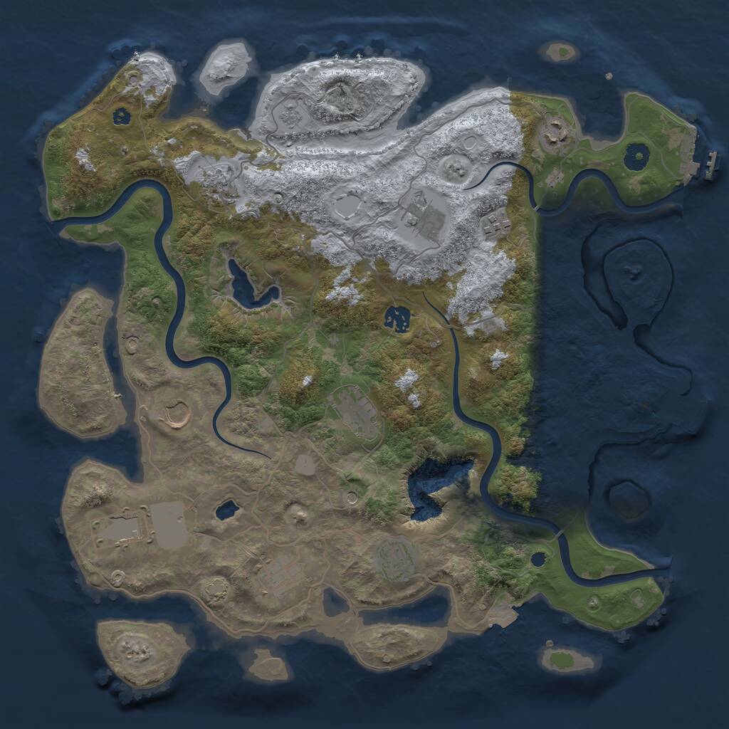 Rust Map: Procedural Map, Size: 4050, Seed: 503854885, 16 Monuments