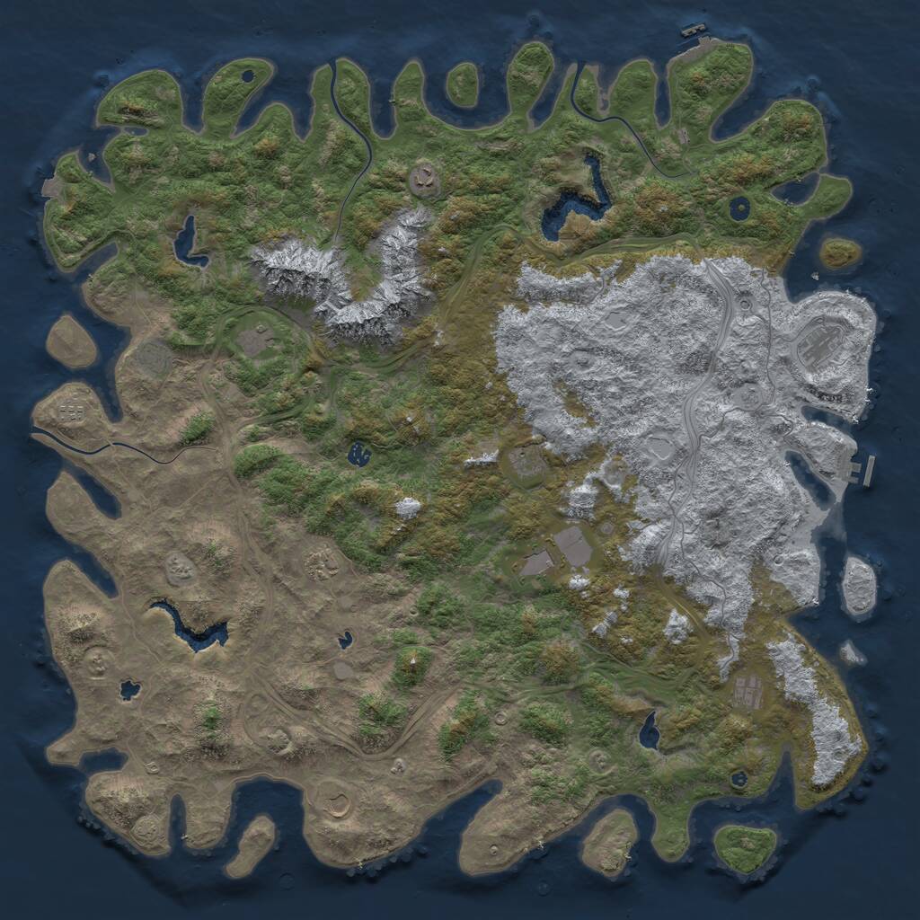 Rust Map: Procedural Map, Size: 6000, Seed: 23857, 17 Monuments