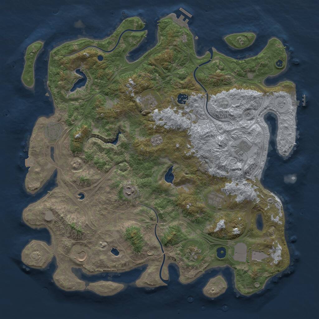 Rust Map: Procedural Map, Size: 4500, Seed: 1188381503, 16 Monuments