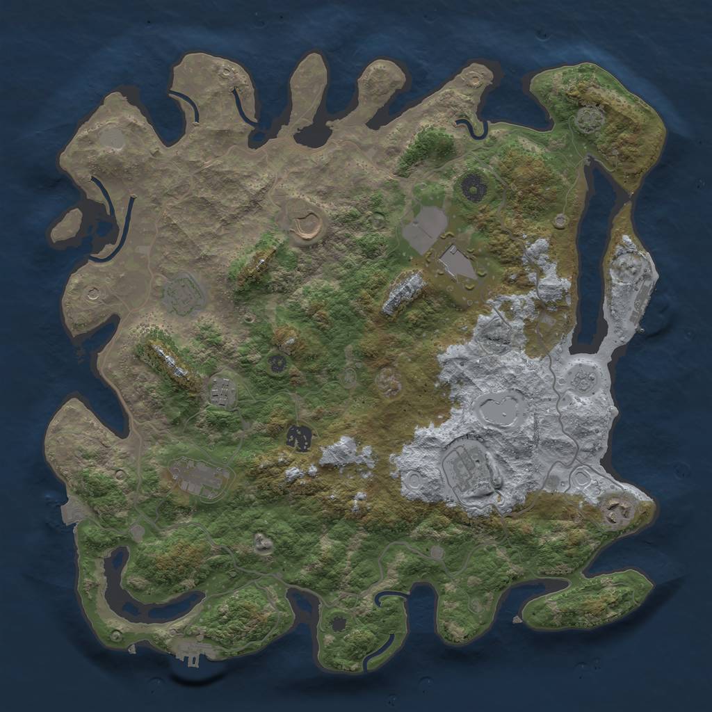 Rust Map: Procedural Map, Size: 4000, Seed: 194739047, 16 Monuments