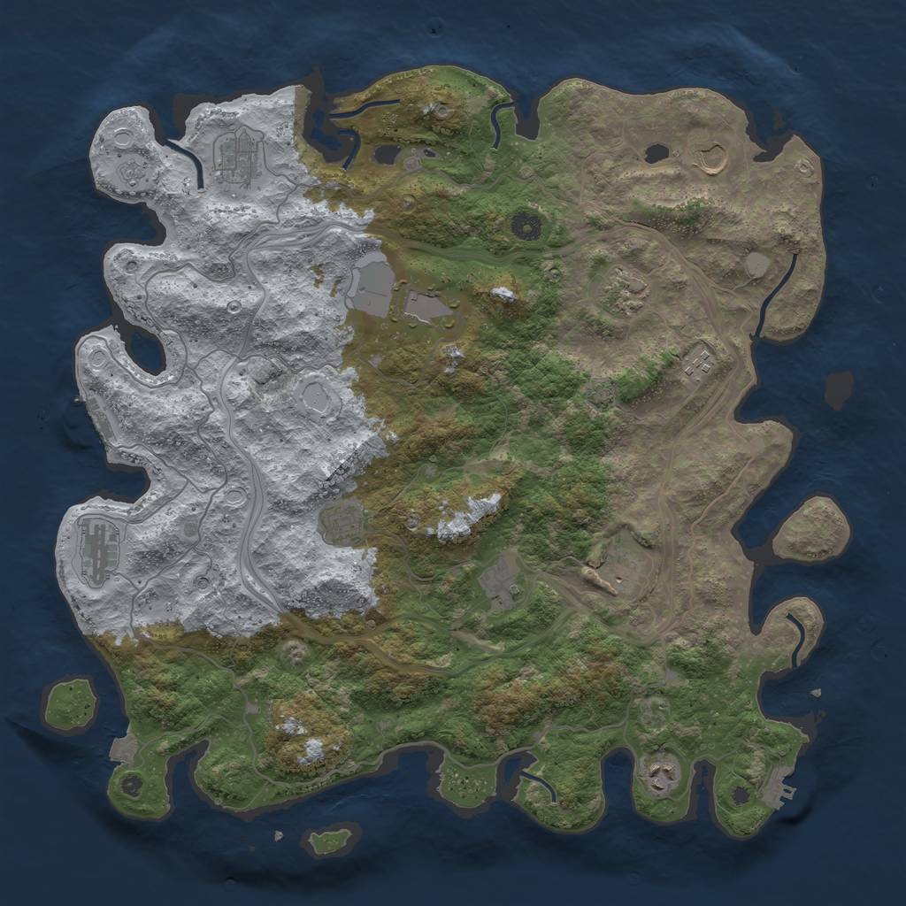 Rust Map: Procedural Map, Size: 4500, Seed: 1107630632, 18 Monuments