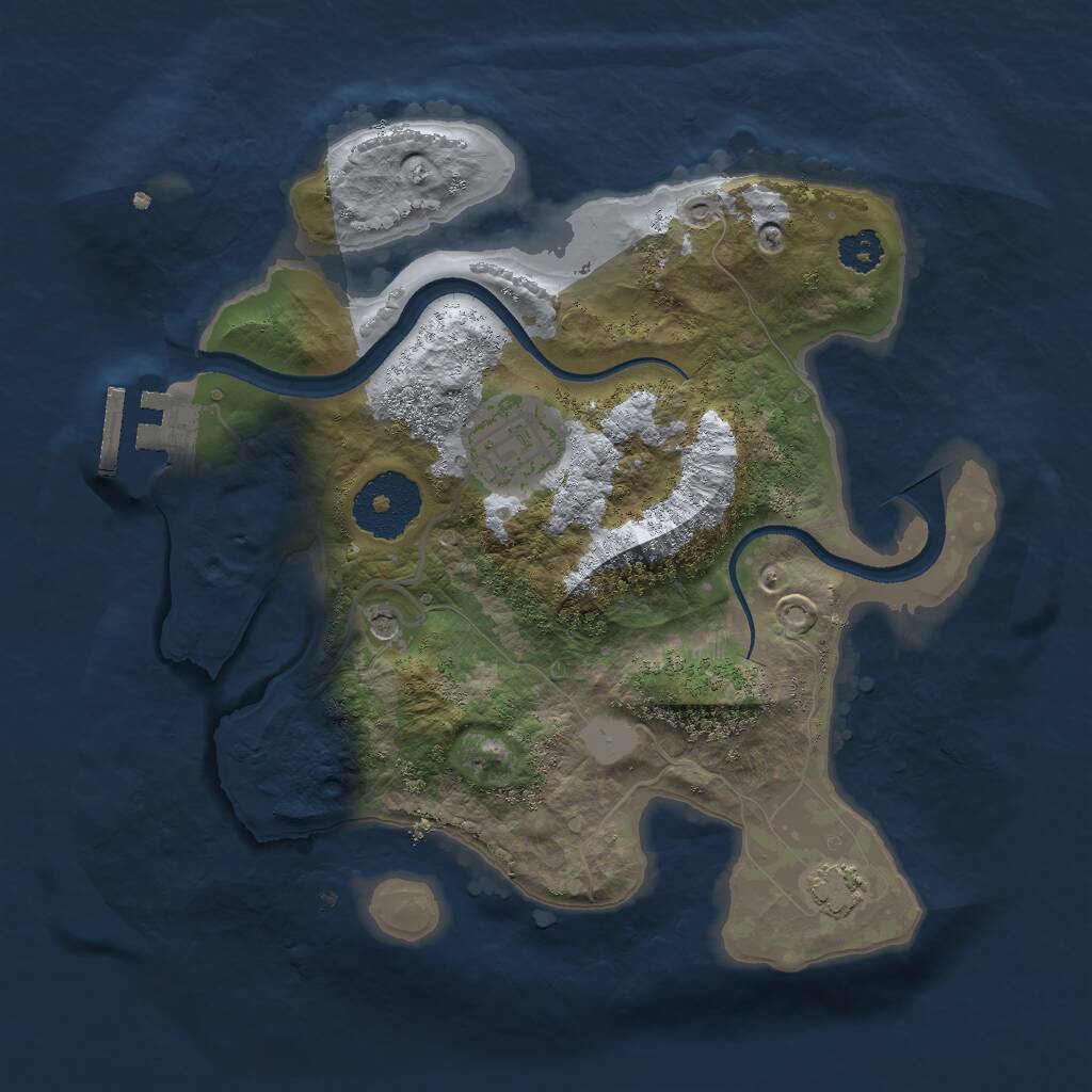 Rust Map: Procedural Map, Size: 2500, Seed: 333791013, 5 Monuments