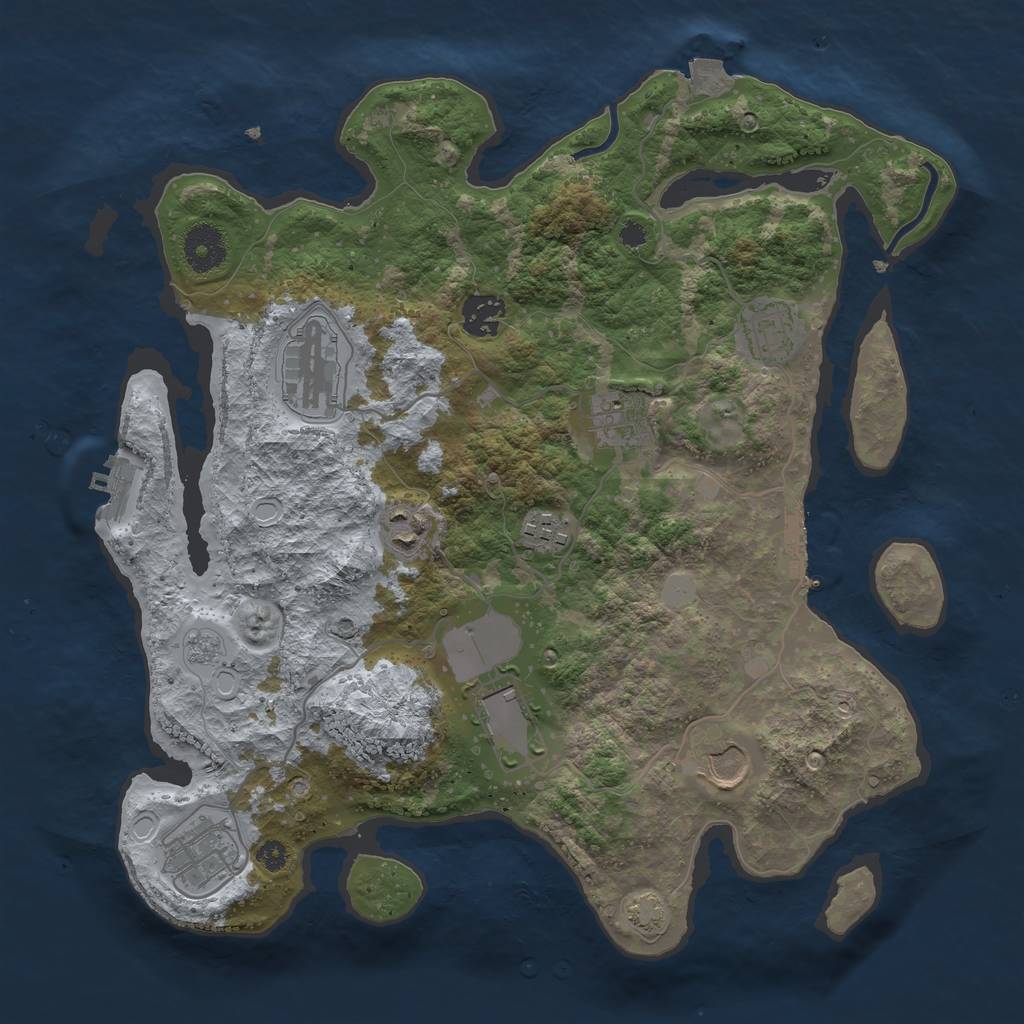 Rust Map: Procedural Map, Size: 3500, Seed: 414025203, 16 Monuments