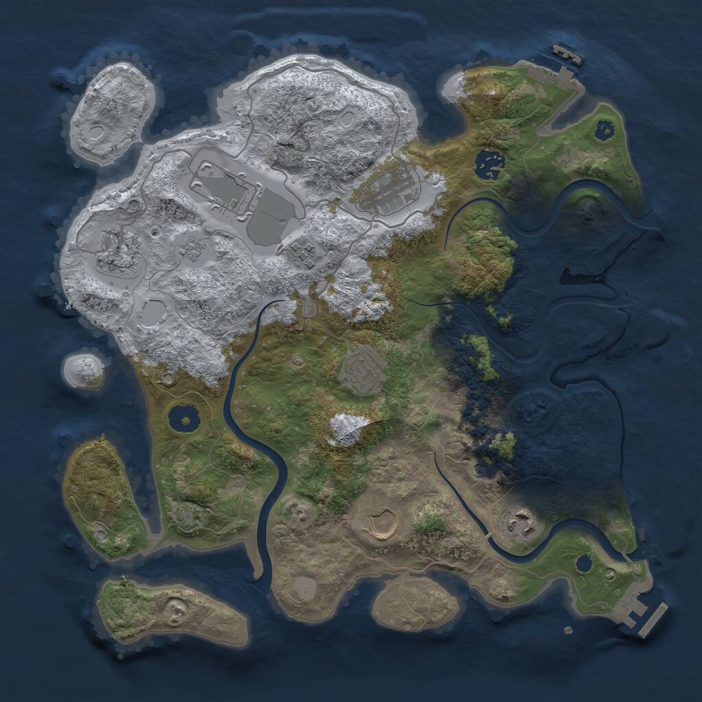 Rust Map: Procedural Map, Size: 3500, Seed: 1727519552, 14 Monuments