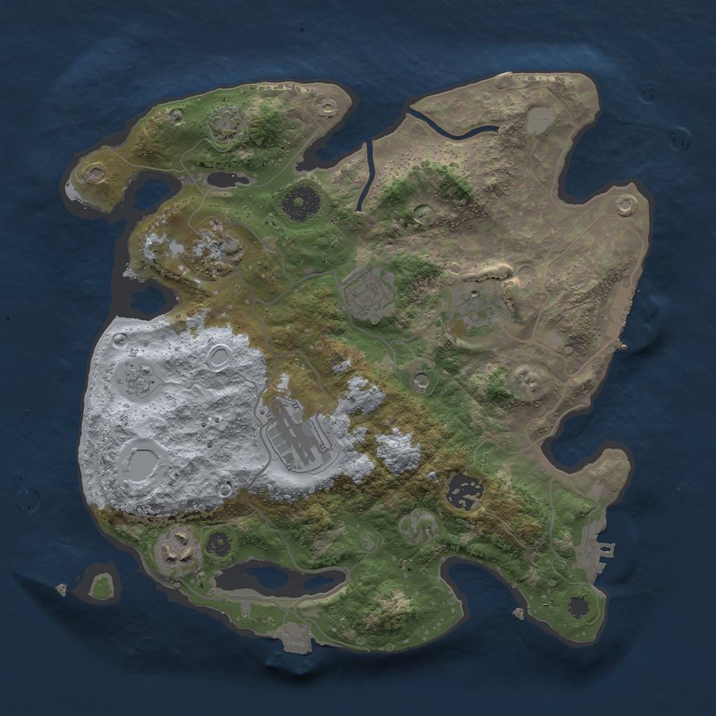 Rust Map: Procedural Map, Size: 3000, Seed: 1193034446, 14 Monuments