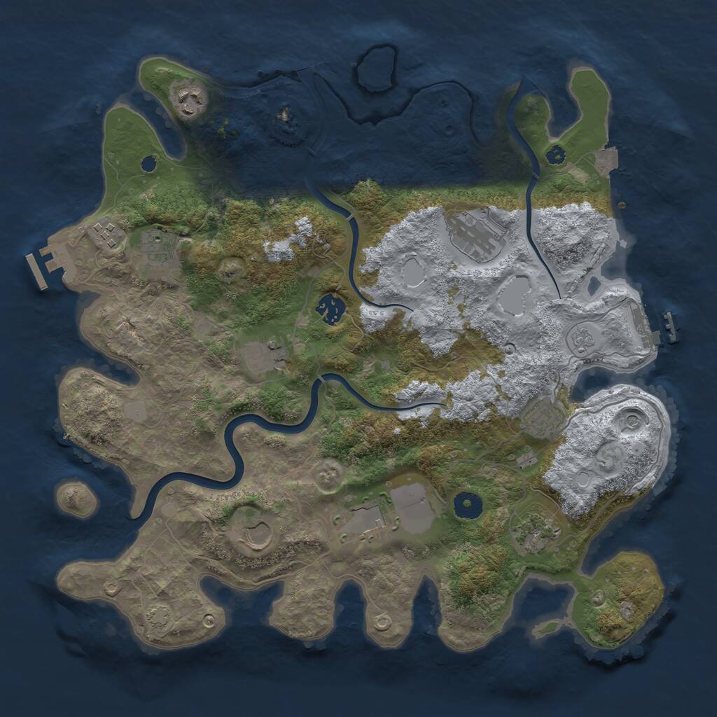 Rust Map: Procedural Map, Size: 3800, Seed: 173334, 16 Monuments