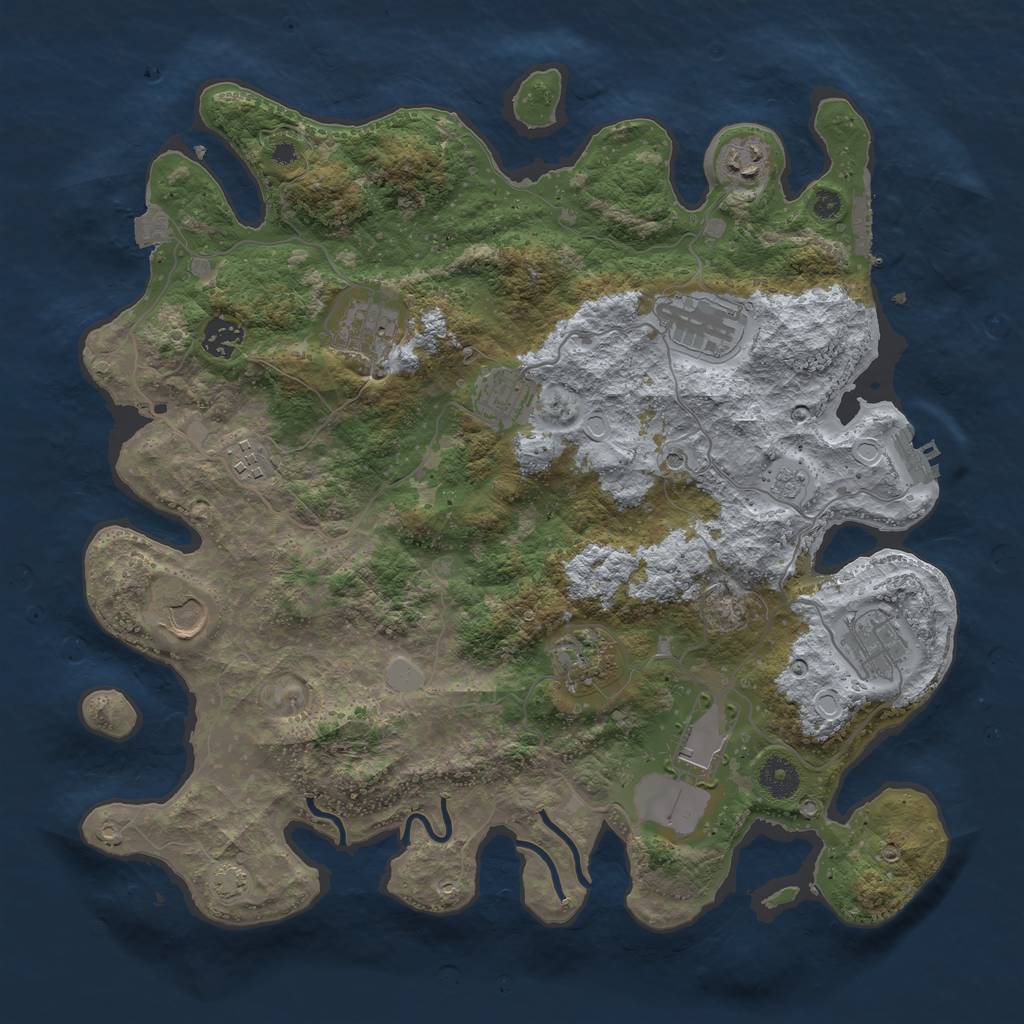 Rust Map: Procedural Map, Size: 3800, Seed: 173334, 18 Monuments