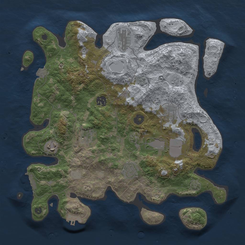 Rust Map: Procedural Map, Size: 3500, Seed: 928963756, 16 Monuments