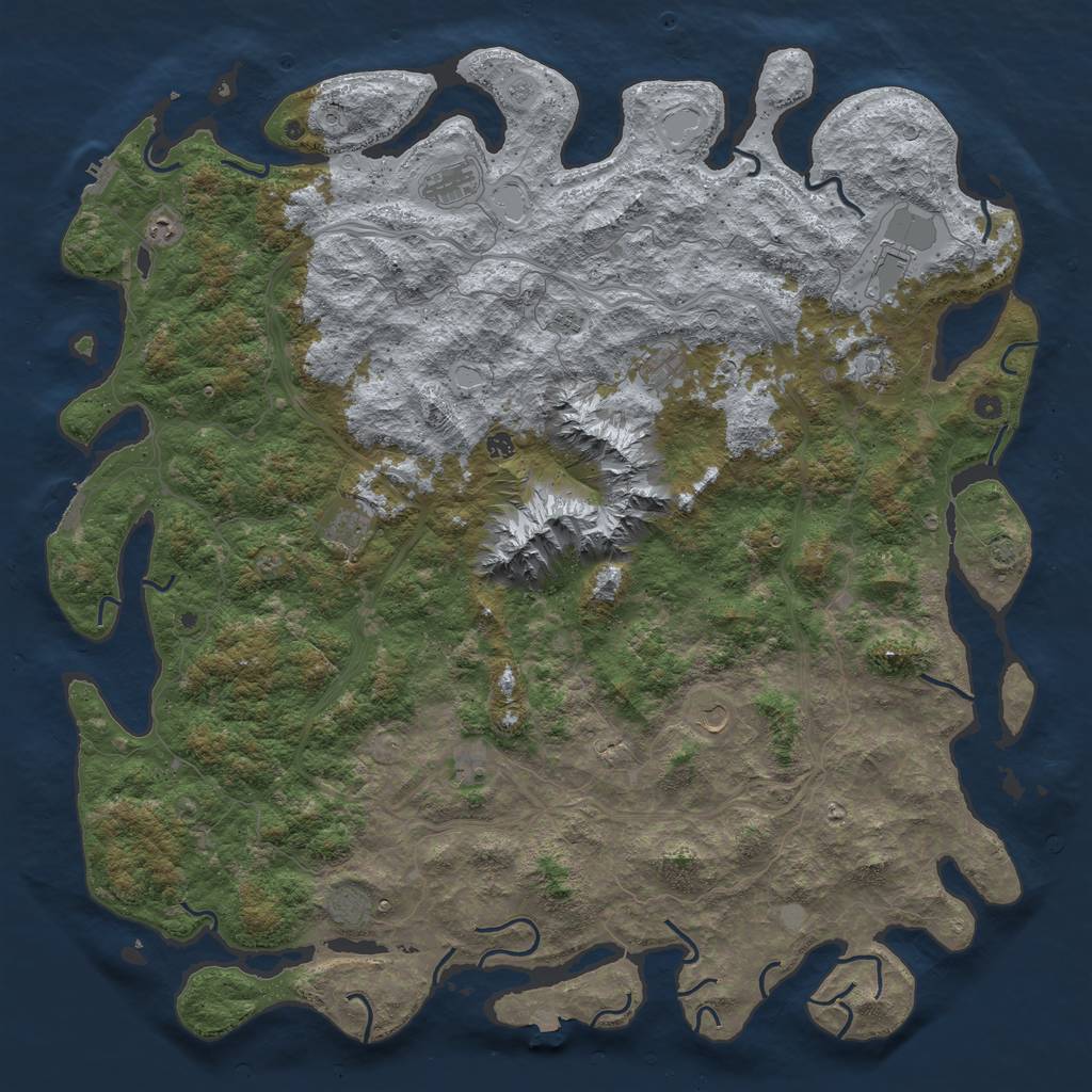Rust Map: Procedural Map, Size: 6000, Seed: 700095453, 19 Monuments