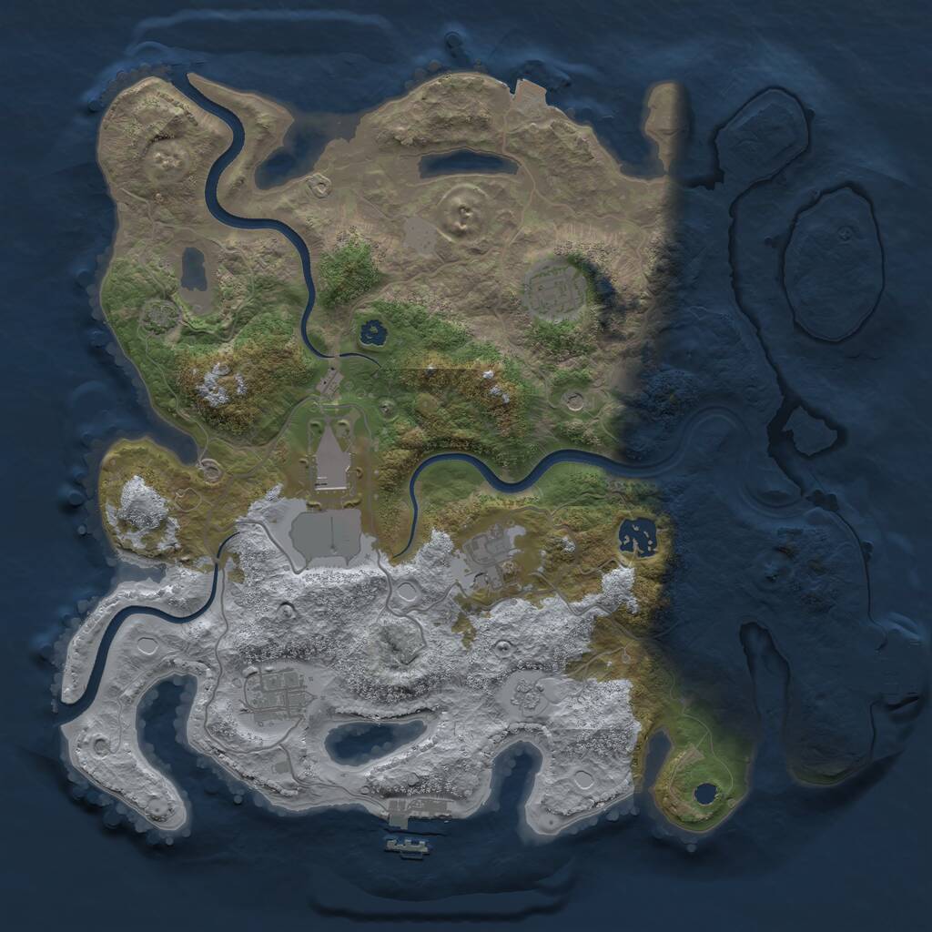 Rust Map: Procedural Map, Size: 3500, Seed: 326593058, 11 Monuments