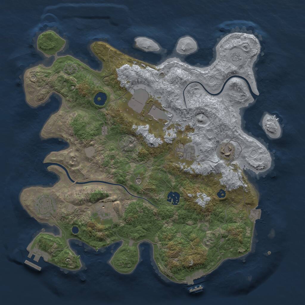 Rust Map: Procedural Map, Size: 3500, Seed: 519841486, 12 Monuments