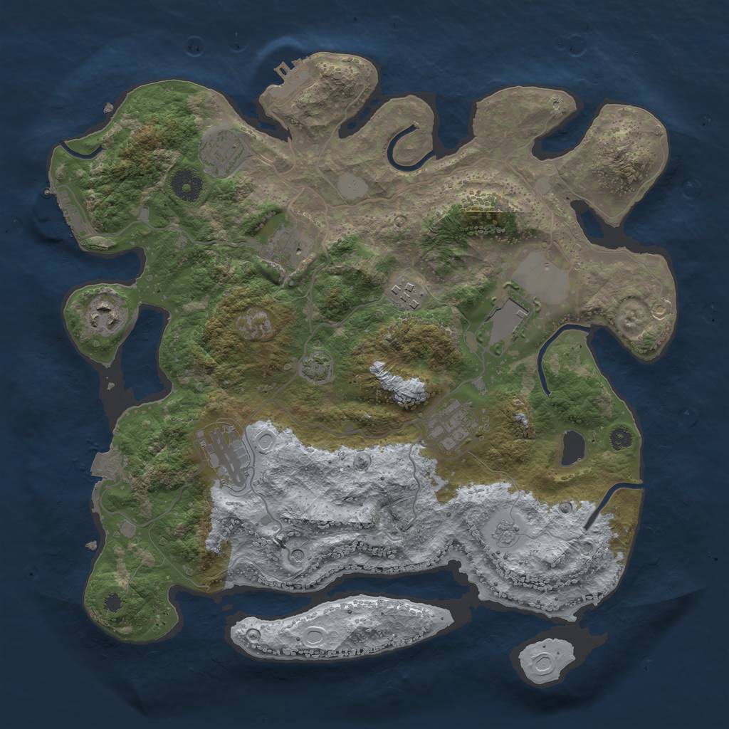 Rust Map: Procedural Map, Size: 3500, Seed: 1897508922, 15 Monuments