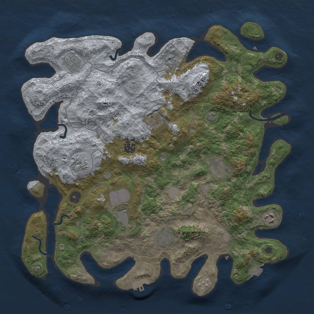 Rust Map: Procedural Map, Size: 4000, Seed: 58791247, 16 Monuments