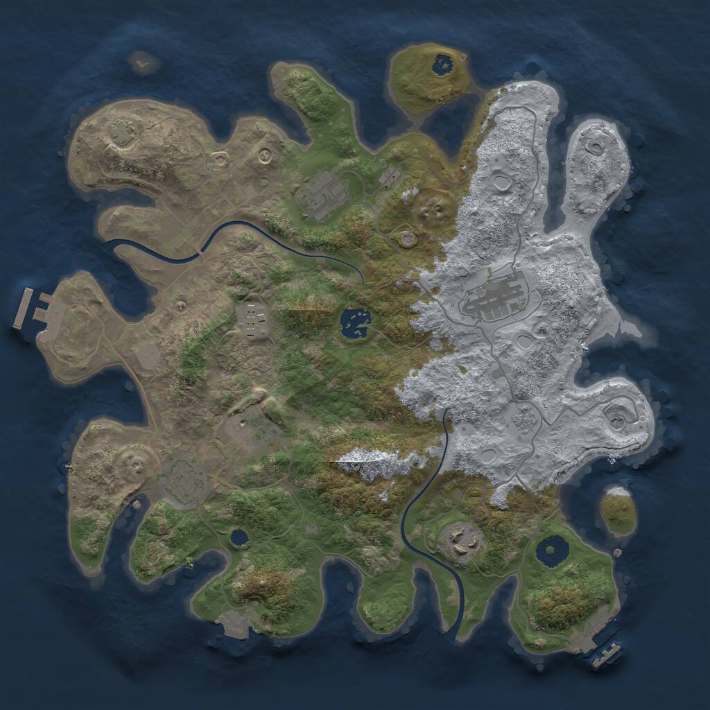 Rust Map: Procedural Map, Size: 3400, Seed: 1134267668, 13 Monuments