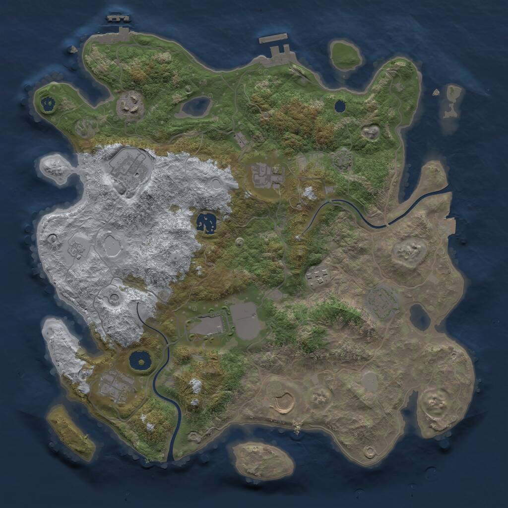 Rust Map: Procedural Map, Size: 3600, Seed: 100816564, 15 Monuments
