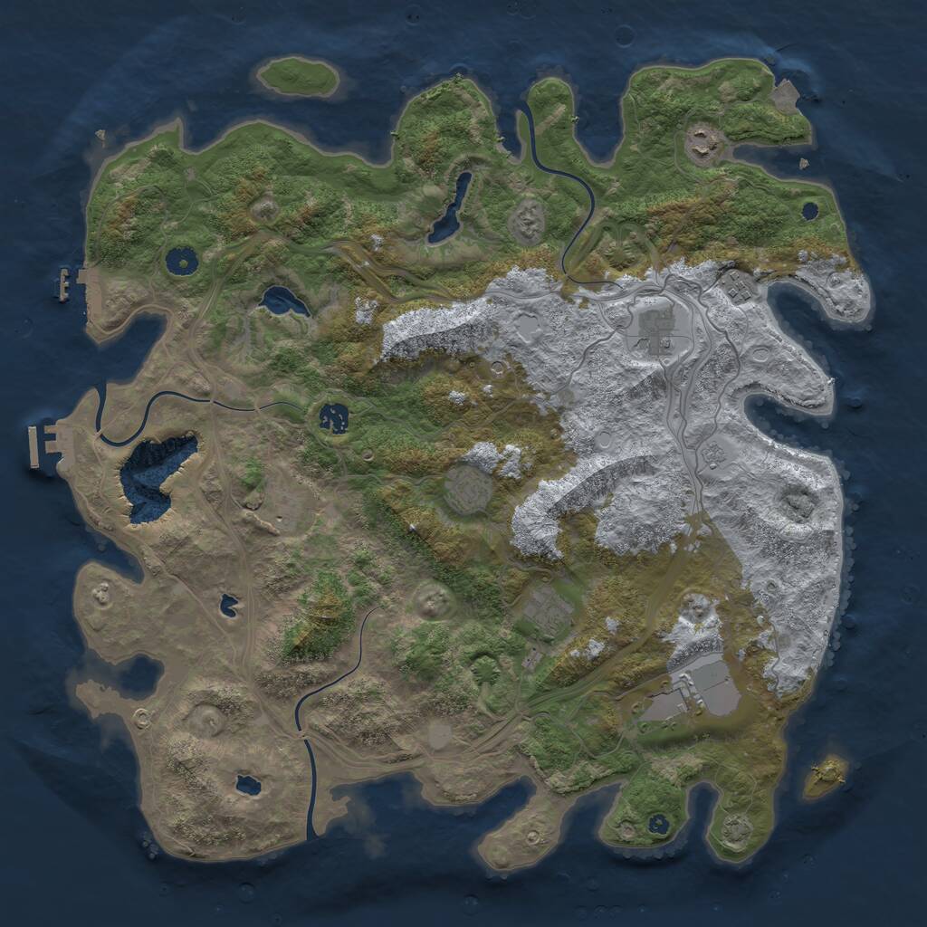 Rust Map: Procedural Map, Size: 4500, Seed: 1107318824, 14 Monuments
