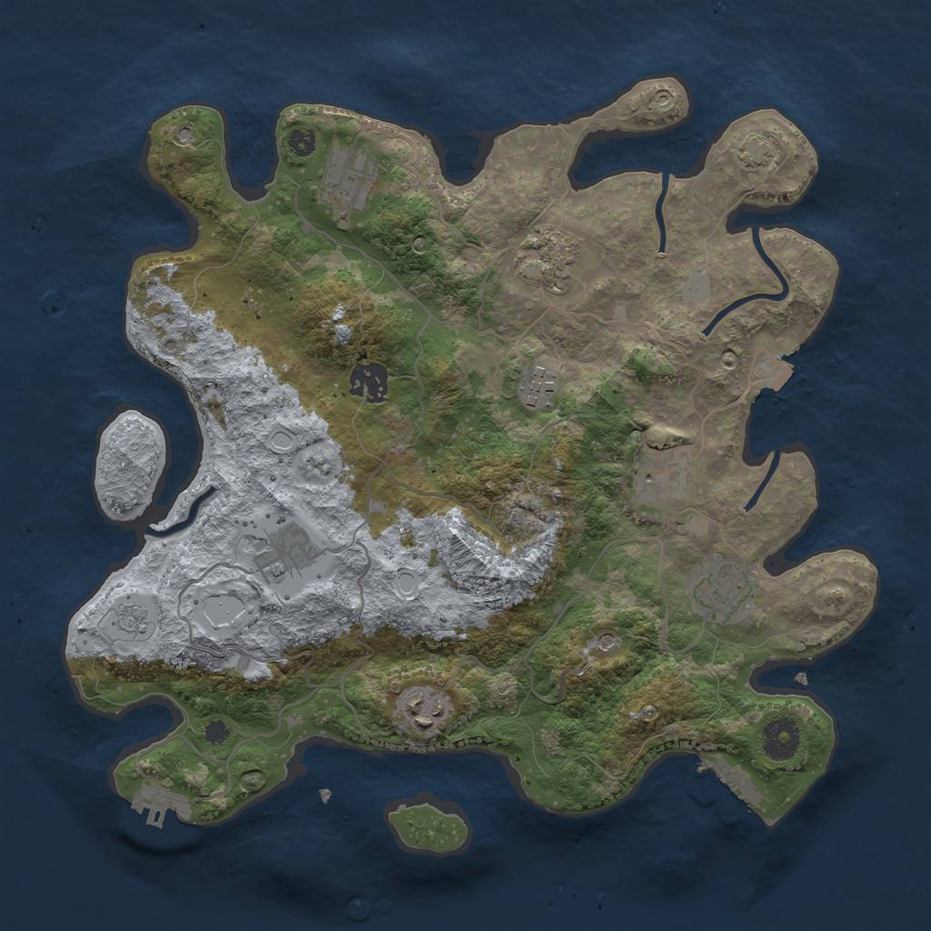 Rust Map: Procedural Map, Size: 3450, Seed: 35285268, 16 Monuments