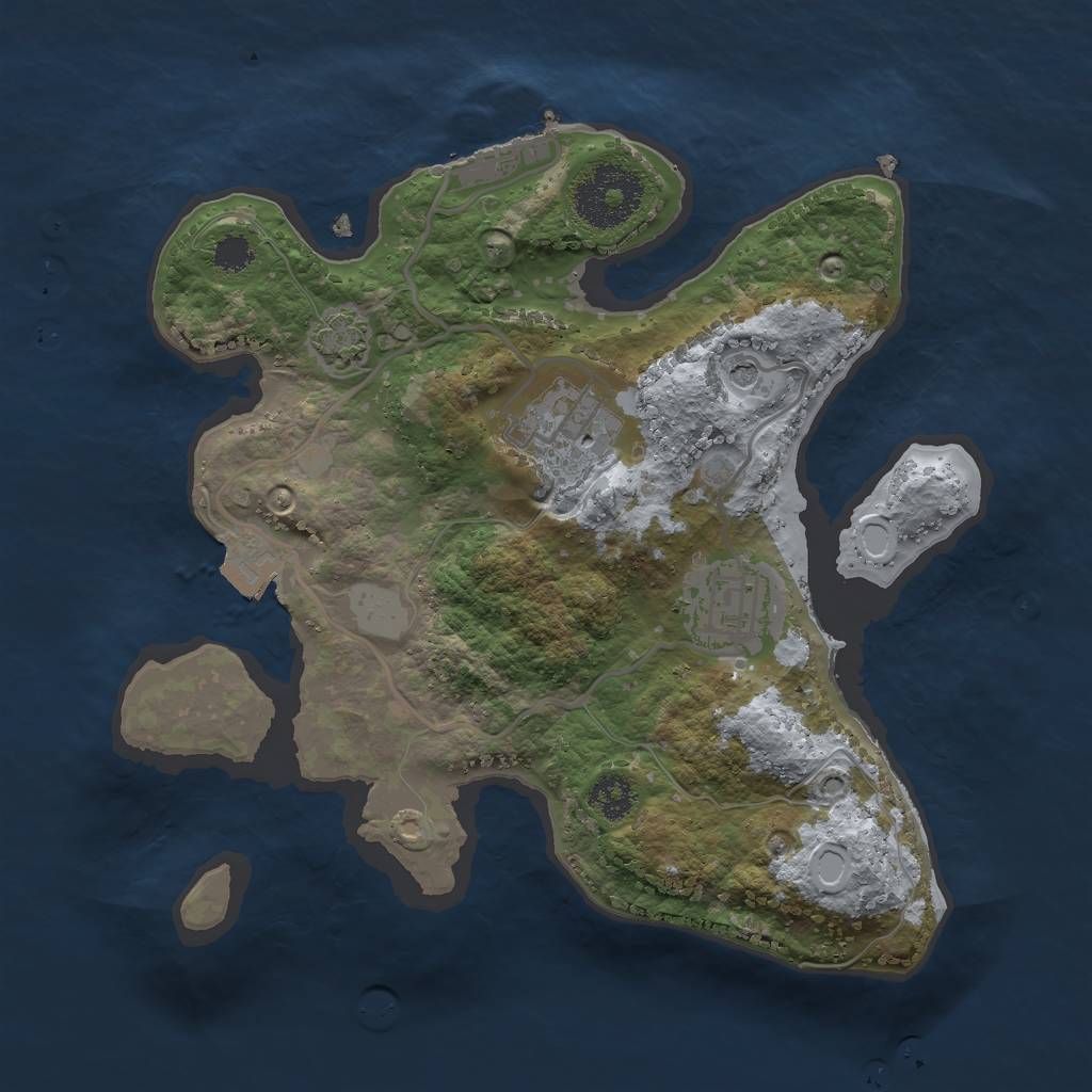 Rust Map: Procedural Map, Size: 2500, Seed: 2809, 8 Monuments
