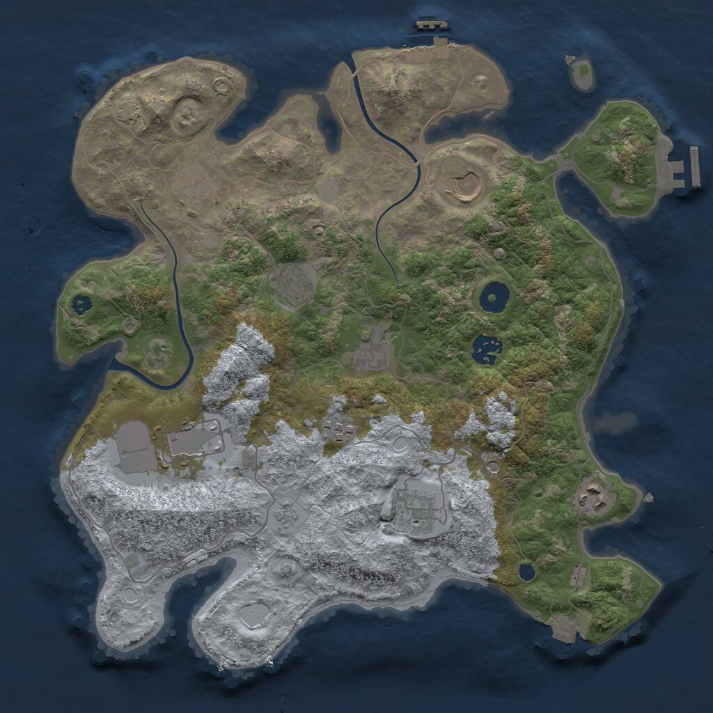 Rust Map: Procedural Map, Size: 3550, Seed: 46997456, 15 Monuments