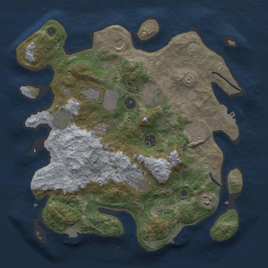 Rust Map: Procedural Map, Size: 3500, Seed: 9113647, 17 Monuments