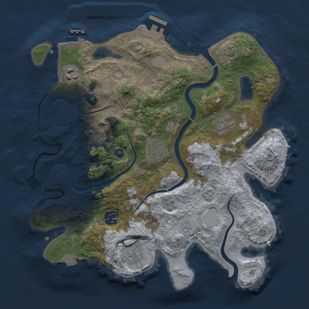 Rust Map: Procedural Map, Size: 3250, Seed: 618762735, 12 Monuments