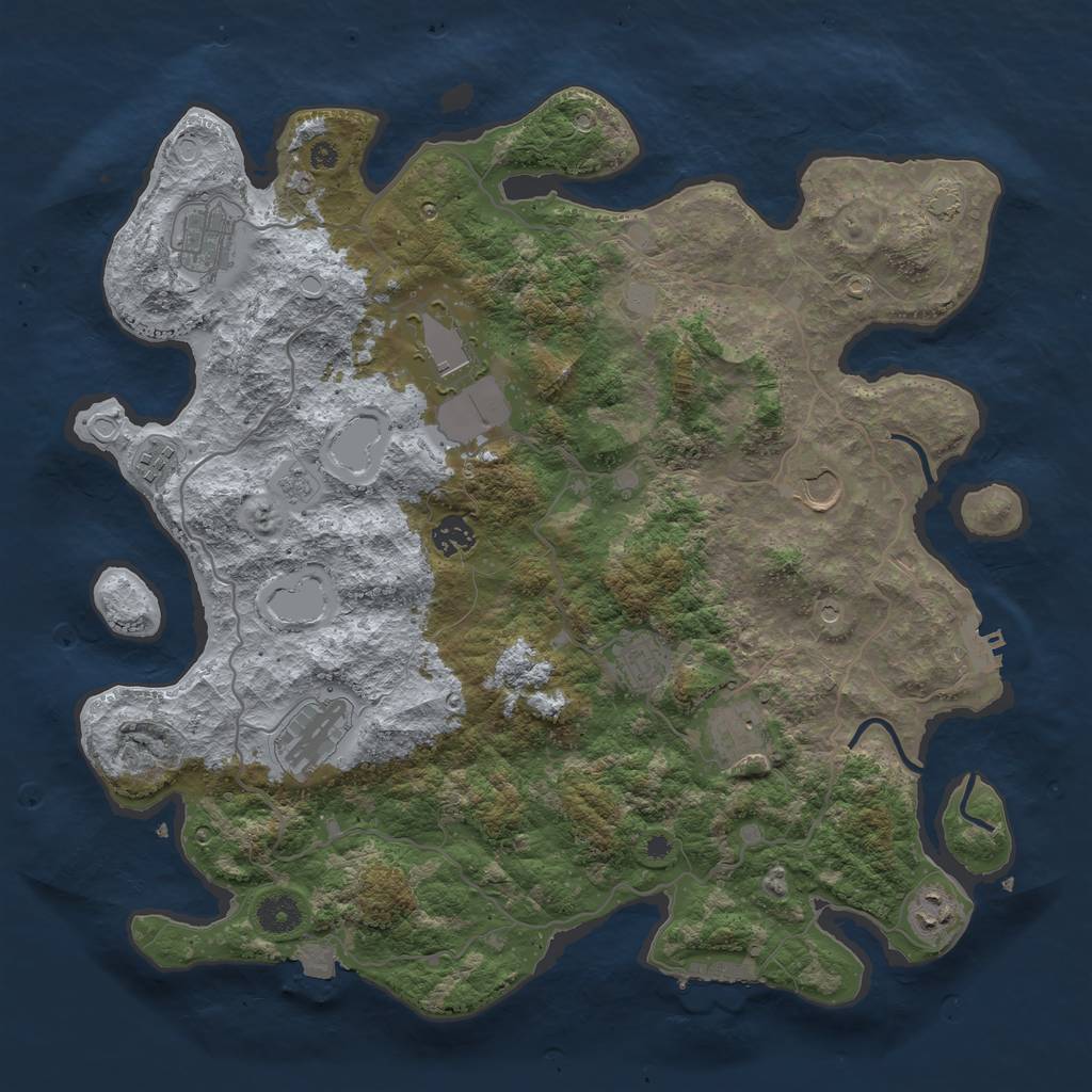 Rust Map: Procedural Map, Size: 4000, Seed: 1373784020, 17 Monuments