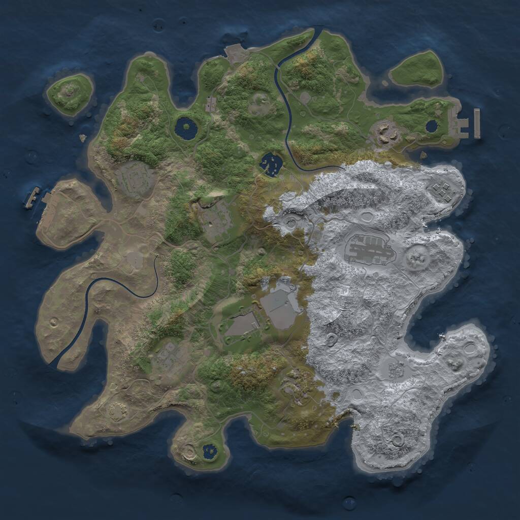 Rust Map: Procedural Map, Size: 3500, Seed: 15105933, 15 Monuments