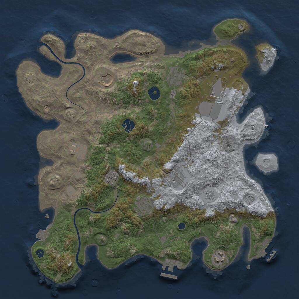Rust Map: Procedural Map, Size: 3600, Seed: 20808, 15 Monuments