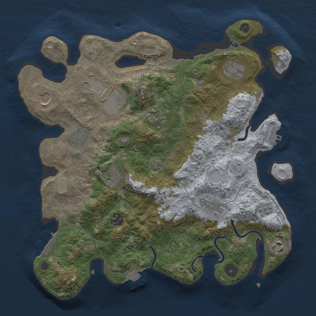 Rust Map: Procedural Map, Size: 3600, Seed: 20808, 18 Monuments