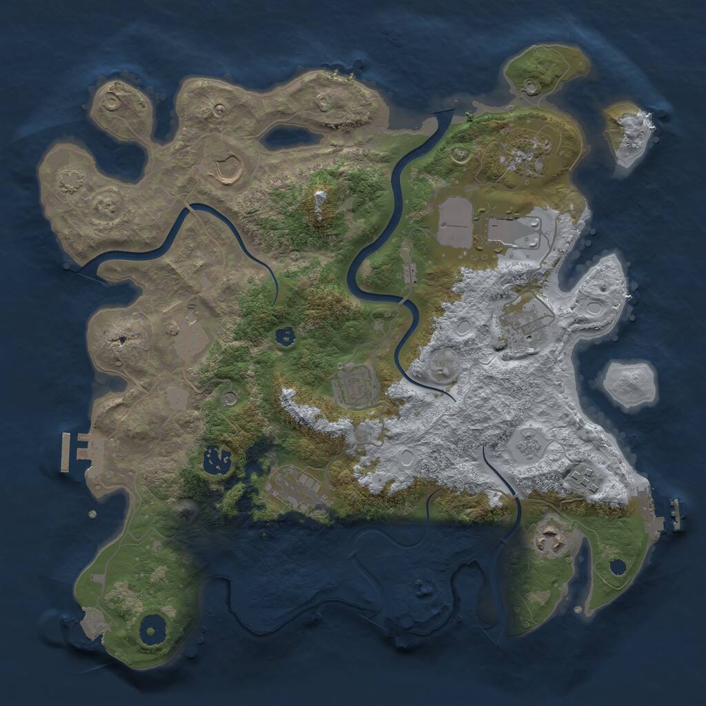 Rust Map: Procedural Map, Size: 3600, Seed: 20808, 16 Monuments