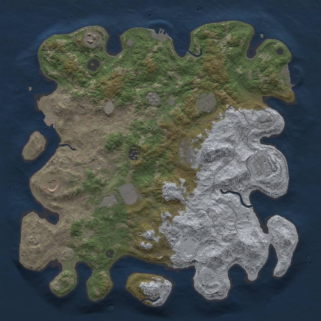 Rust Map: Procedural Map, Size: 4000, Seed: 1704110072, 17 Monuments