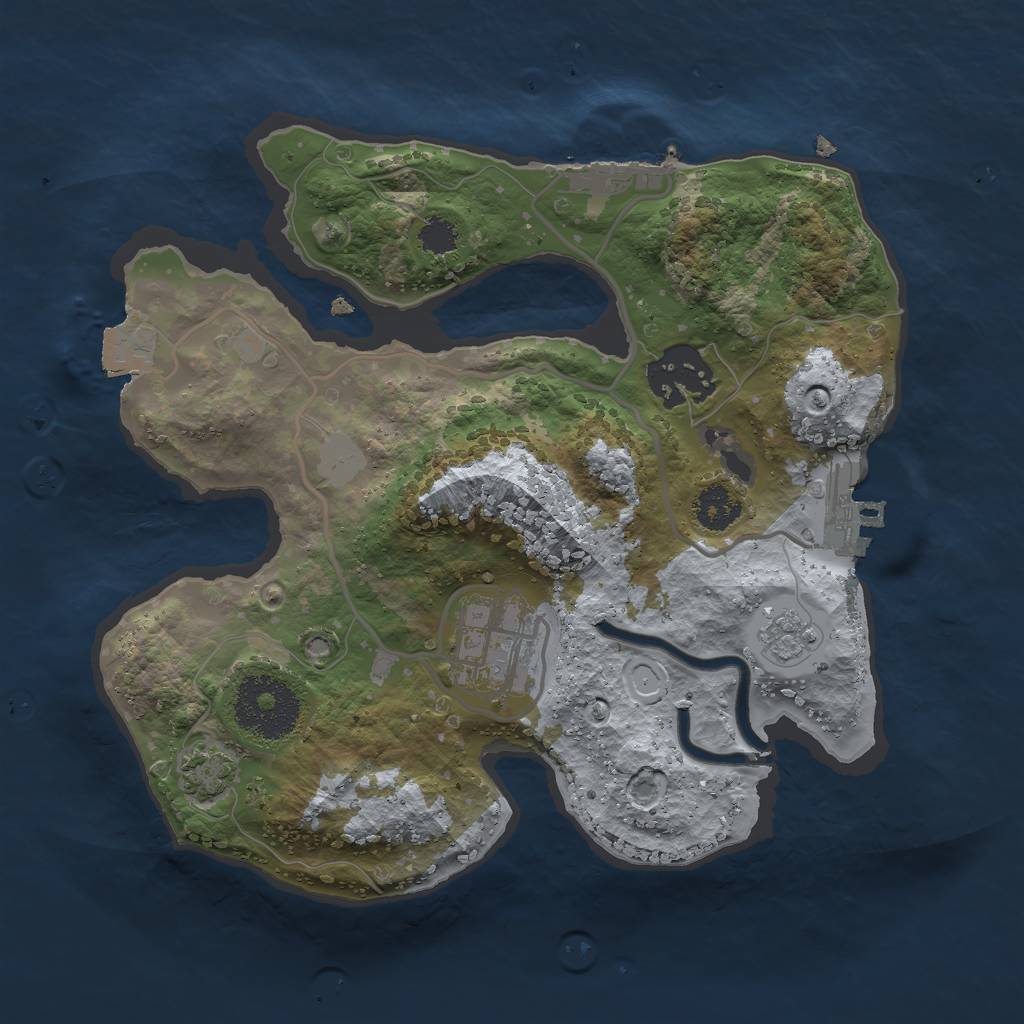 Rust Map: Procedural Map, Size: 2400, Seed: 905998423, 9 Monuments