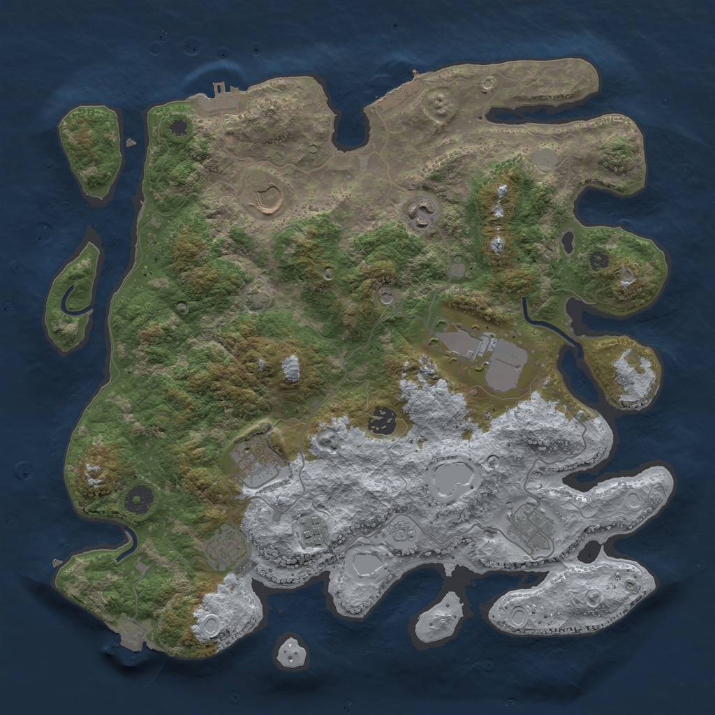 Rust Map: Procedural Map, Size: 3750, Seed: 195539598, 16 Monuments