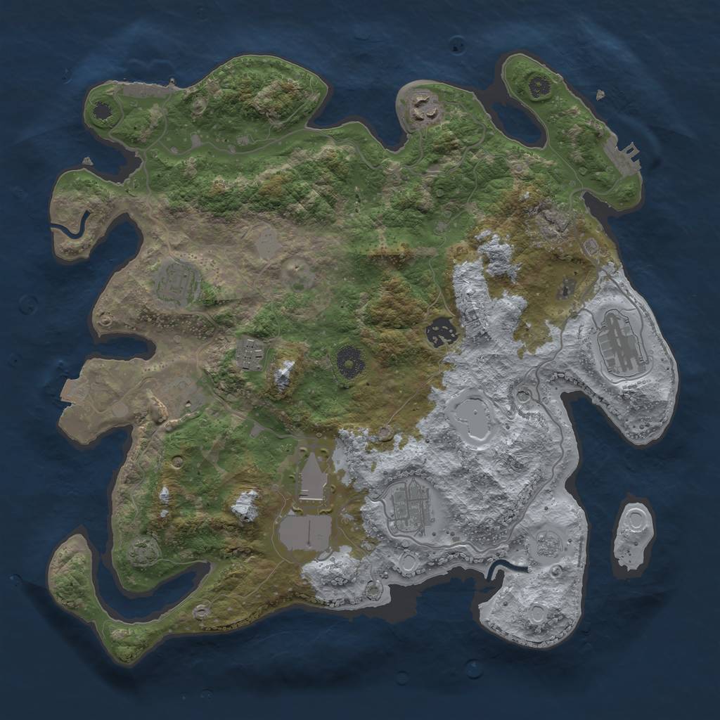 Rust Map: Procedural Map, Size: 3600, Seed: 98135, 16 Monuments