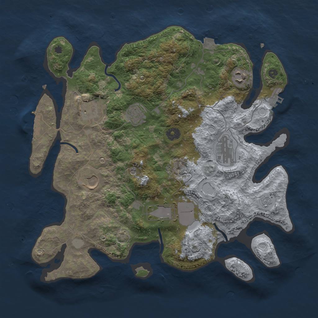 Rust Map: Procedural Map, Size: 3500, Seed: 185209291, 14 Monuments