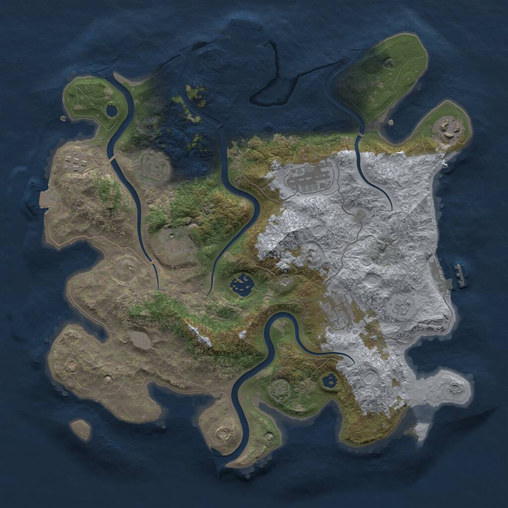 Rust Map: Procedural Map, Size: 3500, Seed: 462815418, 13 Monuments