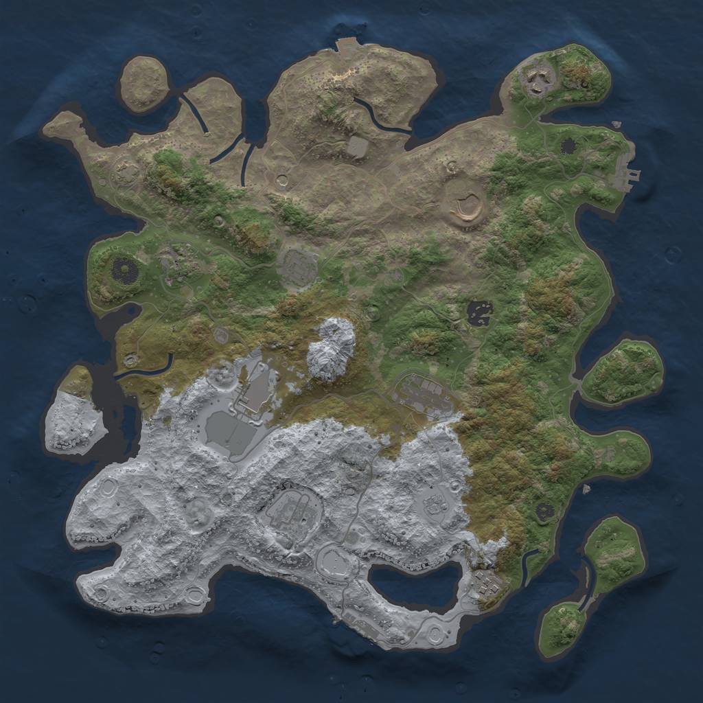 Rust Map: Procedural Map, Size: 3900, Seed: 25828558, 17 Monuments