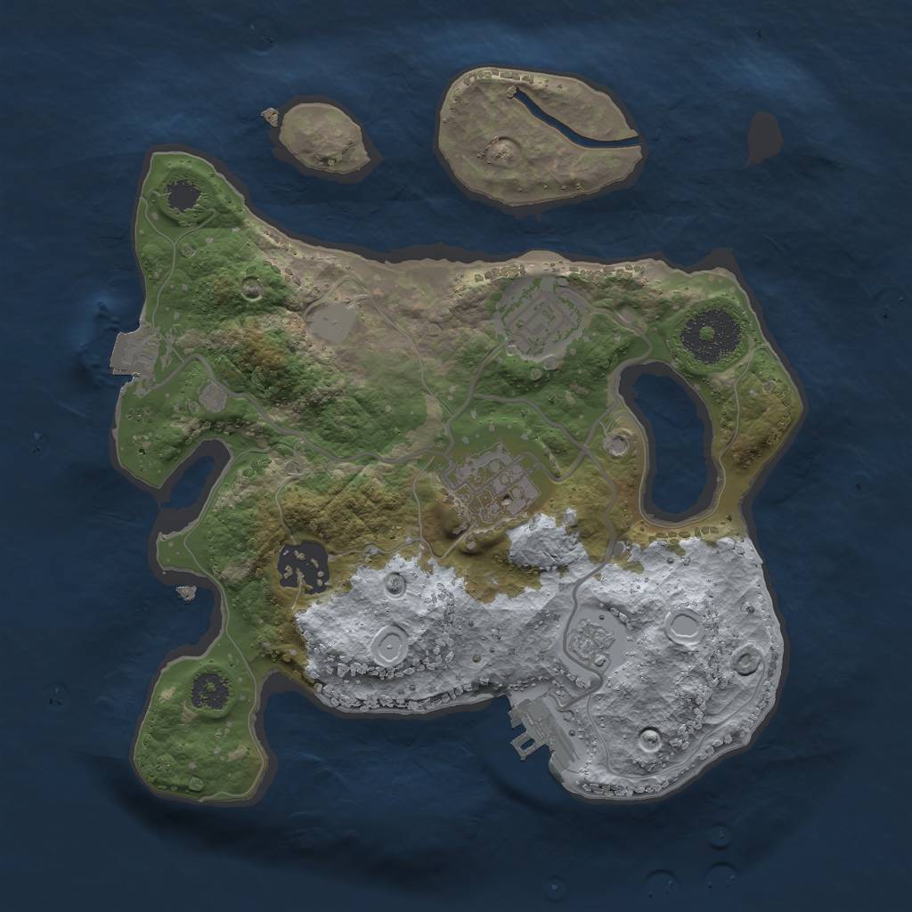 Rust Map: Procedural Map, Size: 2500, Seed: 434567955, 8 Monuments