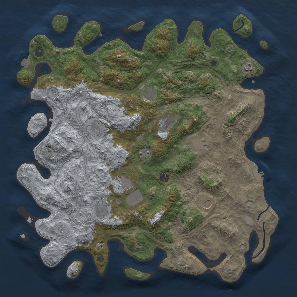 Rust Map: Procedural Map, Size: 4500, Seed: 1689845877, 17 Monuments